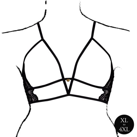 Open Cup Triangle Bra with Lace and Adjustable Sliders - Plus Size - Black Open Cup Triangle Bra with Lace and Adjustable Sliders - Plus Size - Black