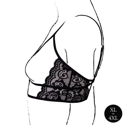 Open Cup Triangle Bra with Lace and Adjustable Sliders - Plus Size - Black Open Cup Triangle Bra with Lace and Adjustable Sliders - Plus Size - Black