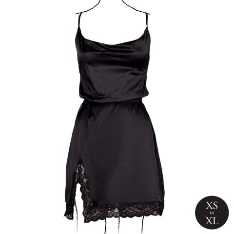 Open Back Silk Dress with Criss Cross Details and Slit - One Size - Black Open Back Silk Dress with Criss Cross Details and Slit - One Size - Black