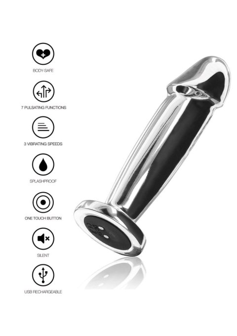 Buttplug Vibr. Penis Silver Buttplug Vibr. Penis Silver