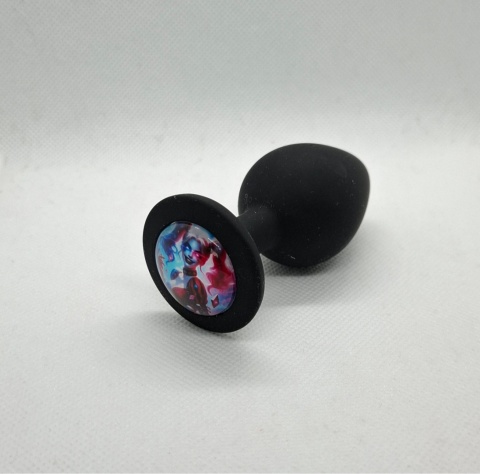 Czarny korek analny z kolorowym motywem Harley Quinn z kolekcjonerskiej serii Foursome69.