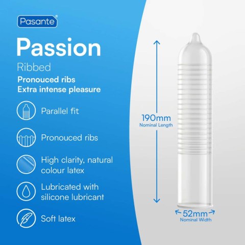 Pasante Ribbed/Passion Condoms 3 pcs