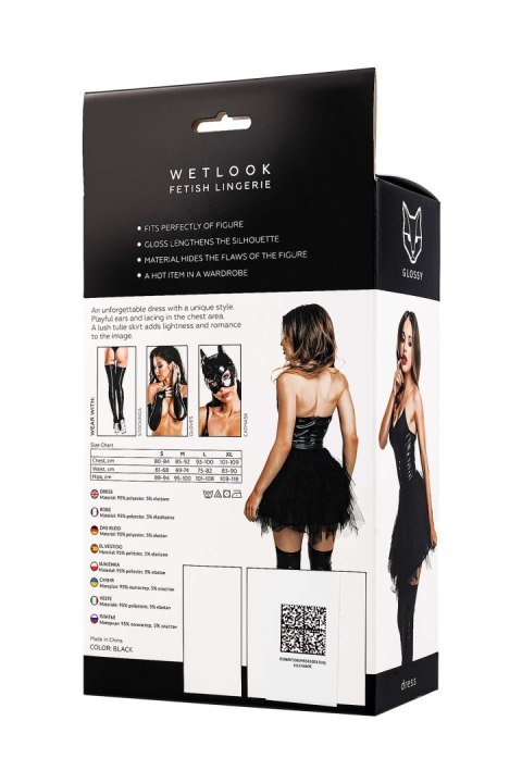 Glossy Elisia, dress, wetlook, black, XL