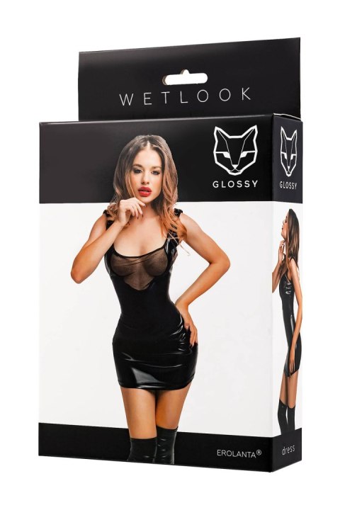 Glossy Rimma, dress, wetlook, black, M