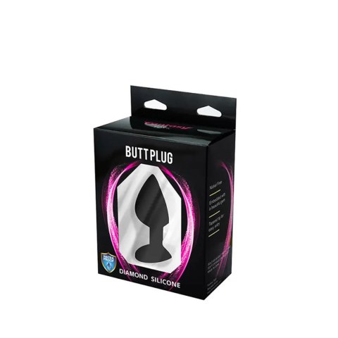 Black medium butt plug with white crystal