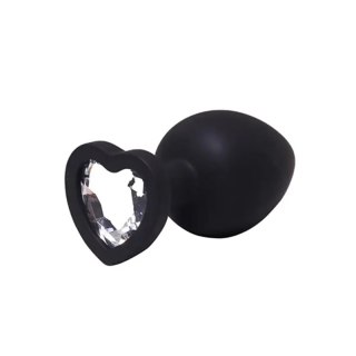 Black small heart-shaped butt plug with white crystal