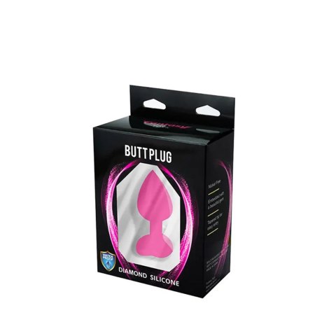 Pink medium heart-shaped butt plug with white crystal