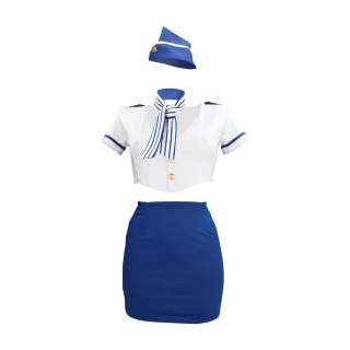 Stewardess Costume - S/M - Blue/White