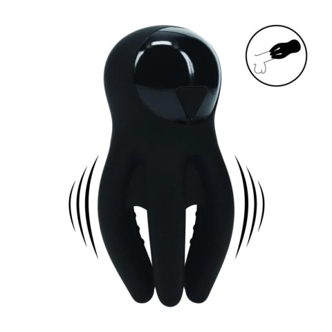 Digital Vibrating Silicone Penis Head Stimulator with Tentacles - Black