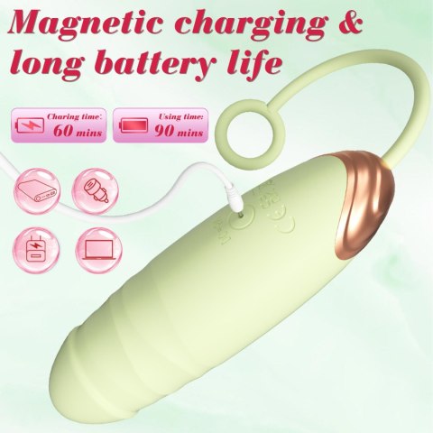 Vibrating Silicone Love EGG USB 7 vibration and thrust functions / Remote control Green