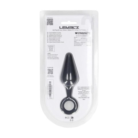 Silicone Anal Plug with Loop - M - Black