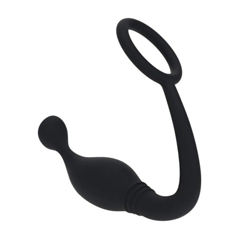 Silicone Cockring with Prostate Stimulator - L - Black