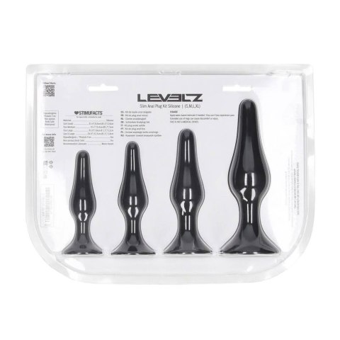 Slim Silicone Anal Plug Set of 4 - S/M/L/XL - Black