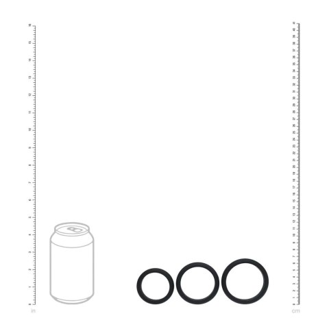 Wide O Silicone Cockring Set of 3 - L/XL/XXL - Black