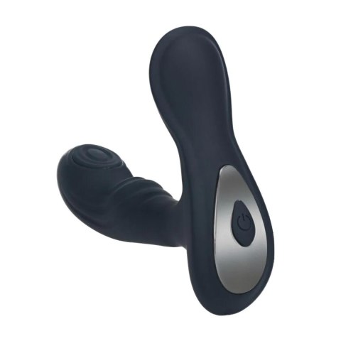 Vibrating and Tapping Silicone Prostate Massager with Ball Stimulator - Black
